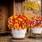 4PCS Vibrant Fall Artificial Flowers for Outdoors – UV-Resistant Petunias, Mums & Morning Glories for Garden, Porch, Planters & Seasonal Décor (Deep Autumn Bulk)